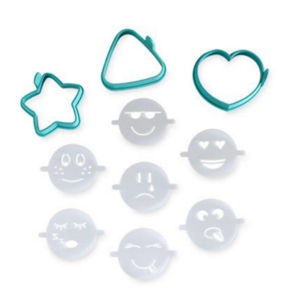 Pampered Chef Pancake Molds with 7 Emoji Stencils - Picture 2 of 5